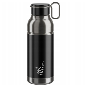 Bidon rowerowy turystyczny ELITE MIA 650 ml CZARNY SREBRNY STAL NIERDZEWNA